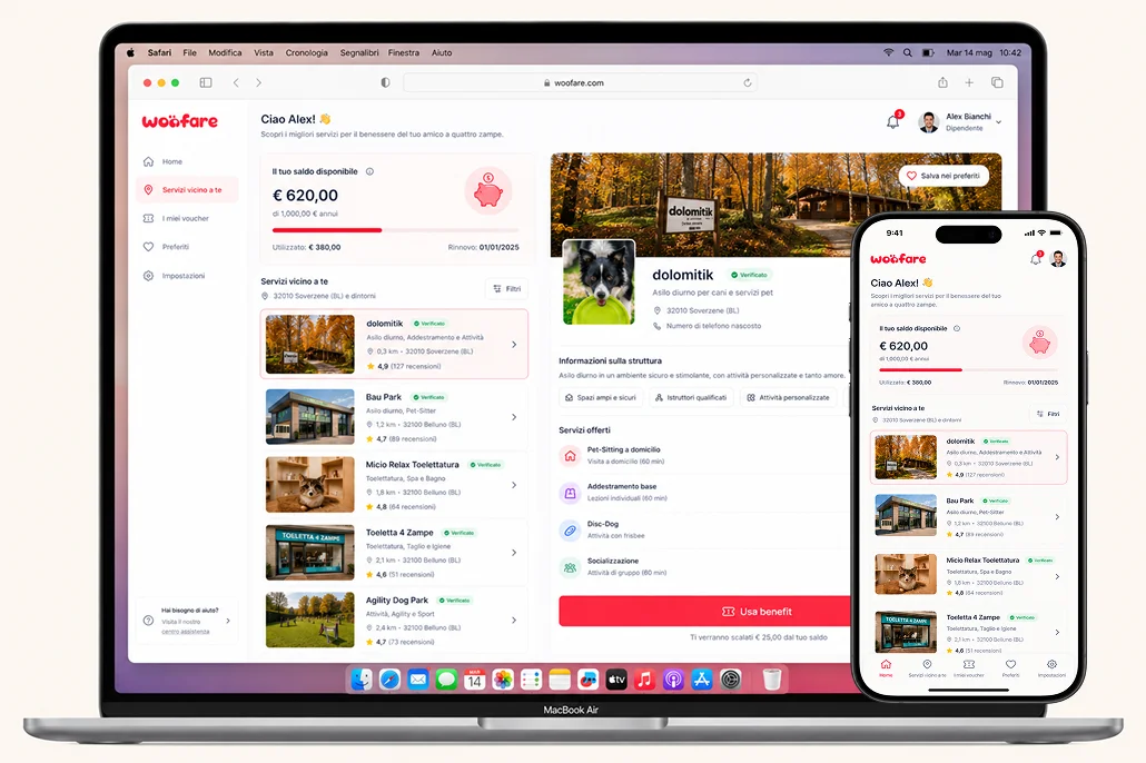 Mockup app dipendente Woofare